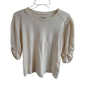 Ba&sh Women's CREAM Ruched Sleeve‎ Top Size 2 (US 6) Blouse Lady T SHIRT